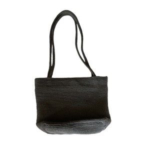 The Sak Crochet 12” x 10” Double Strap Zip Snap Tote Gray Multi Compartment